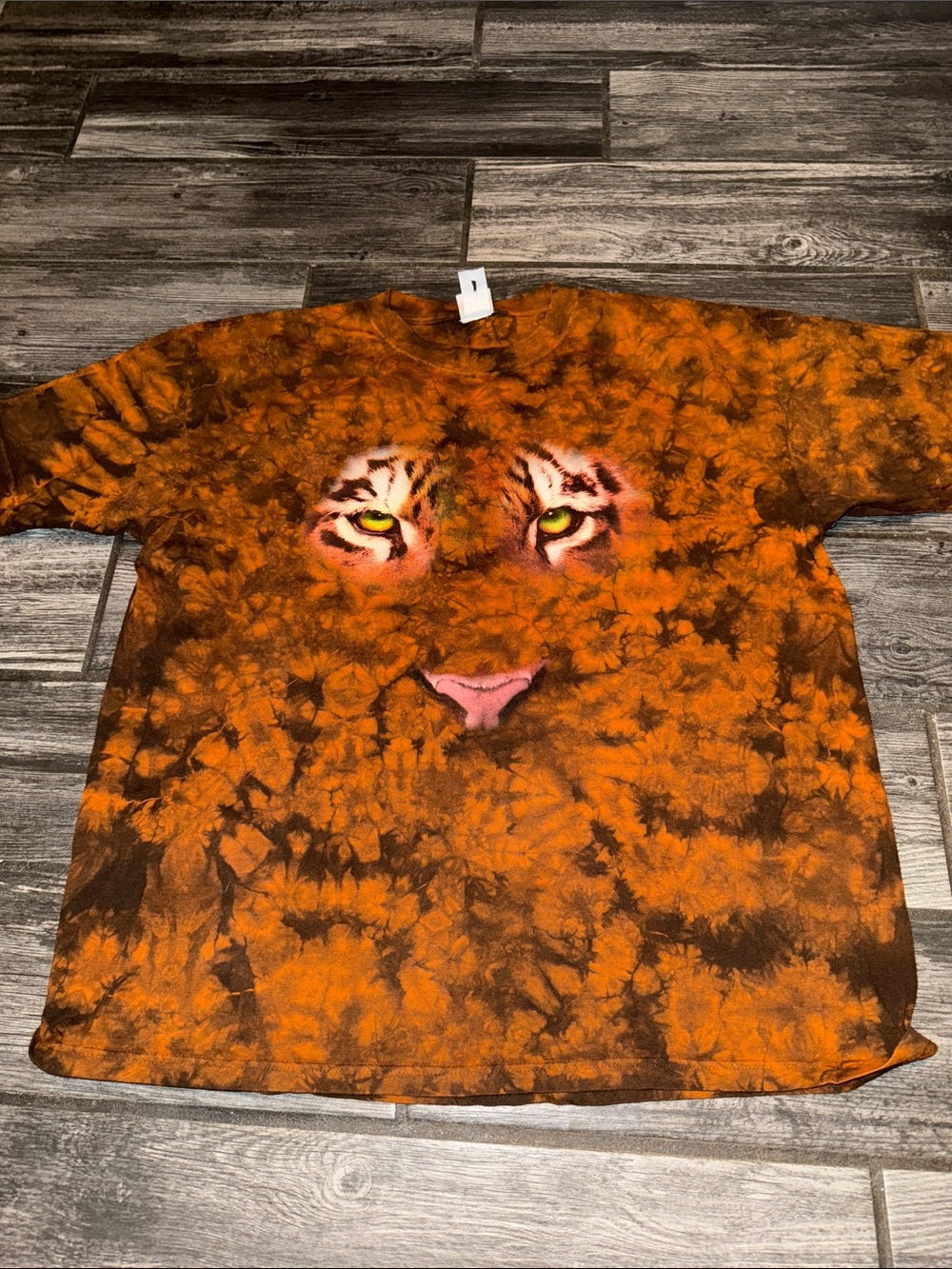 RAINFOREST Orange Tie-Dye Tiger Face Short Sleeve Tee